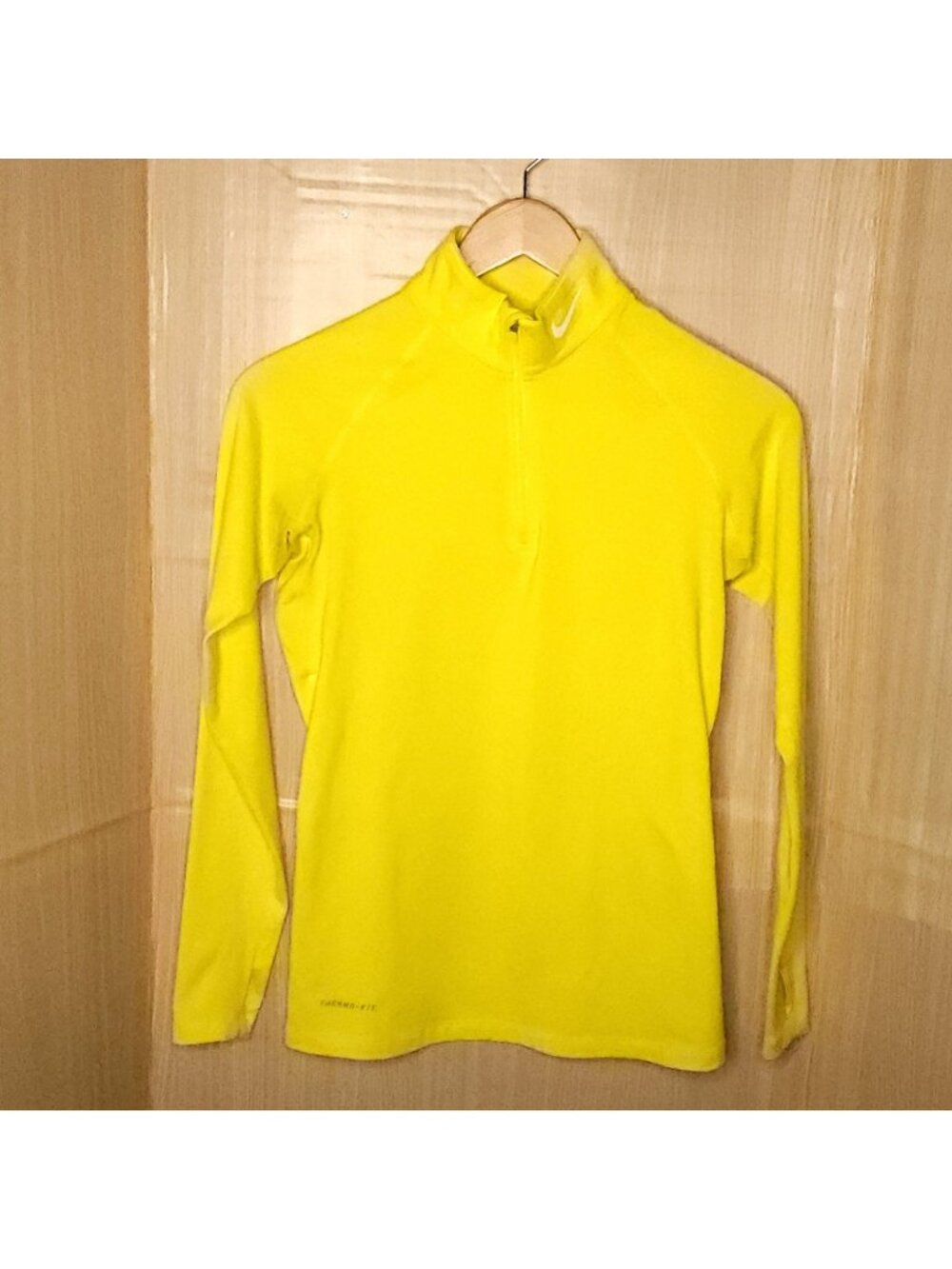 Nike Pro Combat Bright Yellow Quarter Zip Pullover Medium